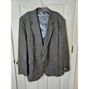 English Manor Men Gray  100% Wool 2 Buttoned Blazer Jacket Sport Coat 46 NWT
